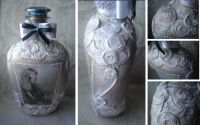 Dekoruotas butelis su žirgo atvaizdu